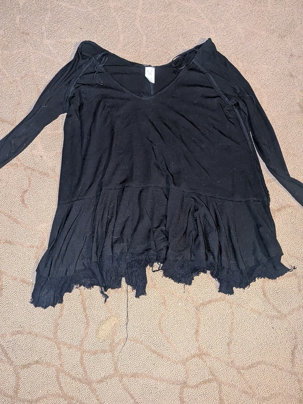 Free People Black Long Sleeve Tunic with Flowy Raw Hem Medium M Fall